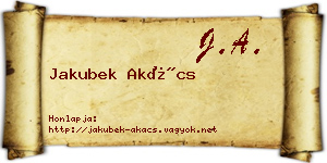 Jakubek Akács névjegykártya